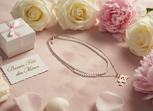 Collier Double "Mom" - Fait Main - Edition fête des mamans ❤️